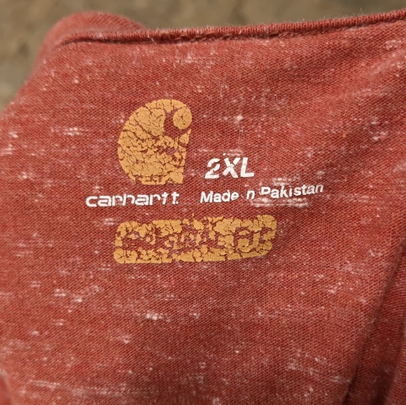 Carhartt K87 2XL Red‎ Heathered Original Fit T-shirt w/ Front Pocket - Picture 4 of 6